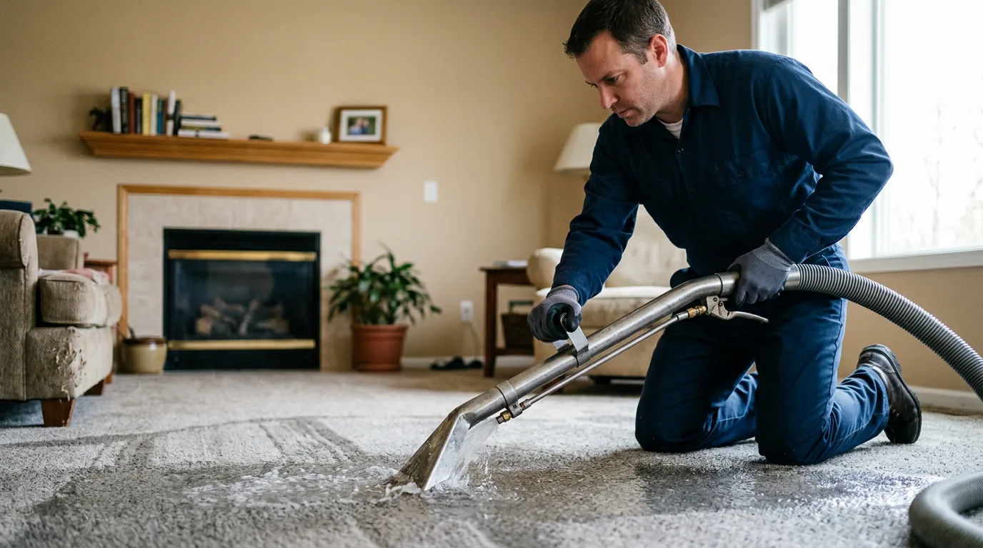 Water damage restoration technician working near Elkader, IA
